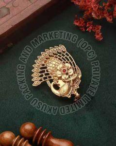 Metal She Collection Antique Finish Stone Studded Brooch