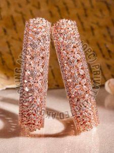 Polished Metal Designer Rose Gold Plated Bangle, Design : Unique