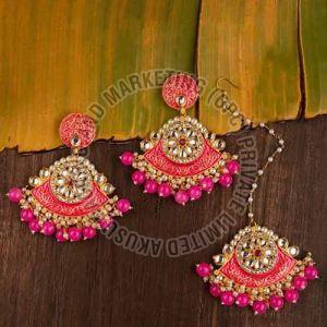 Metal Alloy Meenakari Handcrafted Bridal Maang Tikka