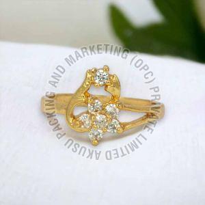 Metal Multi Stone Floral Design Finger Ring, Color : Multi-color