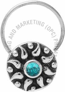 Metal Oxidised Silver Round Shape Pin, Brand Name : She Collection