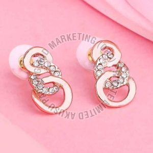 Metal Rose Gold Plated Stud Earring, Brand Name : She Collection