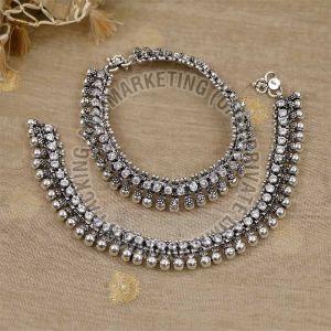 Metal Temple Design Antique Silver Anklet