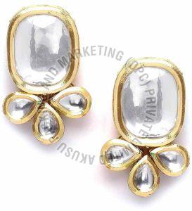 Traditional Polki Stone Stud Earring, Brand Name : She Collection