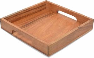 Brown Square Wooden Tray