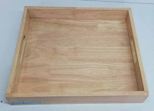 Square Glossy Natural Wooden Tray