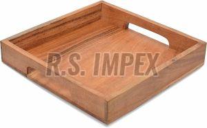Plain Polished Brown Square Wooden Tray