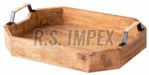 Plain Polished Mango Wood Round Decorative Serving Tray