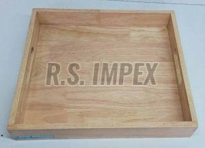 Square Glossy Natural Wooden Tray, Color : Brown