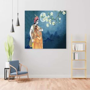 Canvas Radha Krishna Painting, Color : Multicolor