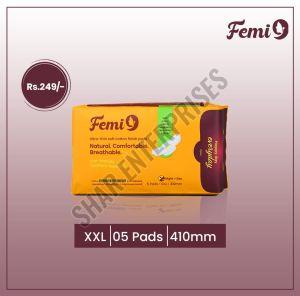 Cotton Blend Femi9 XXL Overnight Sanitary Pads, Color : White