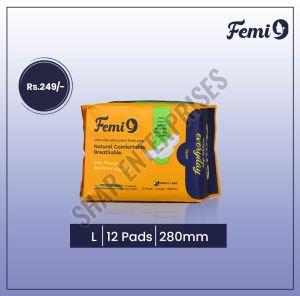 Femi9 Large Ultra Soft Sanitary Pads, Color : White, Length : 280mm