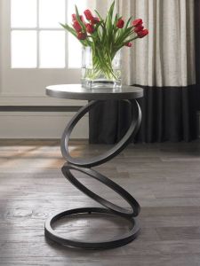 Matte Black Round Accent Table, Packaging Type : Home