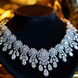 Polished American Diamond Necklace, Color : Silver