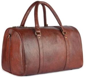 Brown Leather Duffle Bag Classic, Closure Type : Zipper