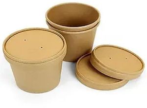 Round Paper Container, Color : Brown for Food Storage