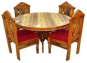 Wooden Round Shape Dining Table Set