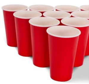 12 OZ Plain Disposable Paper Cup, Color : Red for Hot Cold Beverages