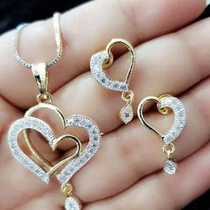 Metal Artificial Heart Shape Pendant Set, Color : Golden, Silver