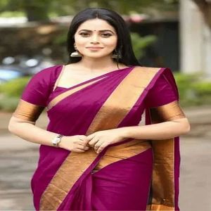 Magenta Plain Cotton Saree
