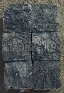 Natural Rustic Black Granite Cobblestone Paver 50 Mm Thick