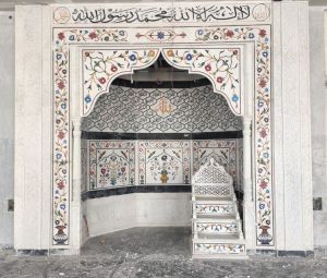Plain Polished White Marble Mehrab