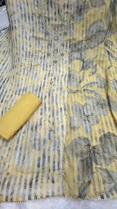 Hand Work Organza Printed Suits Material