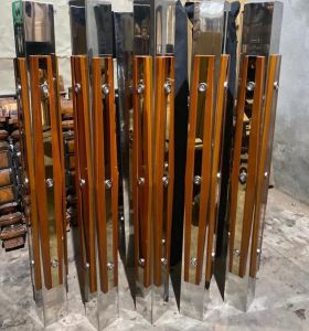 Stainless Steel Wooden Stairs Pillar