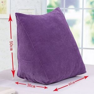 Foam Triangular Wedge Backrest Pillow, Color : Purple 50X30X60cm