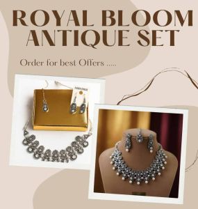 Metal Alloy Artificial Antique Necklace Set, Packaging Type : Box