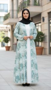 Cotton Printed Jacket Abaya, Color : Multicolor, Gender : Women