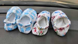 Printed Cotton baby booties, Color : Multicolor