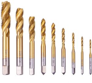 Mailuxia Titanium Coated HSS Spiral Flute Metric Taps Set