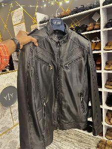 Plain Mens Leather Jackets, Color : Black
