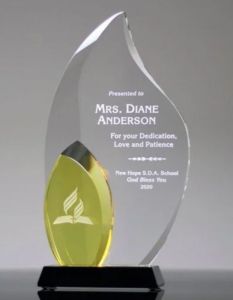 Yellow Mango Shape Crystal Trophy