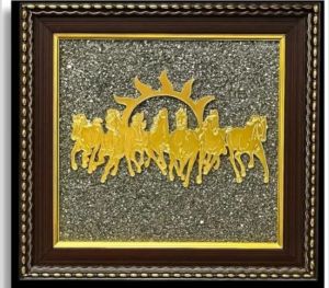 Pyrite Stone Seven Running Horse Frame