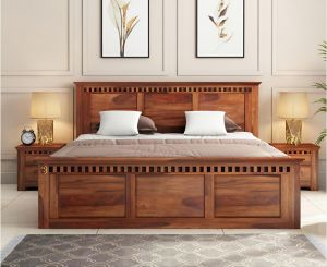 Tia Handicraft Sheesham Wooden Bed Queen Size