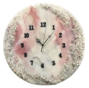 Battery Laminated Resin Clocks, Color : Pink Antique