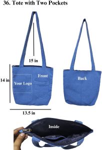 Plain Denim Tote Bag, Color : Blue
