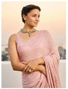 Bollywood Inspired ready-to-wear Party Wear Sarees, Color : Pink