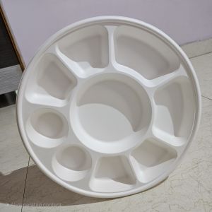 Sugarcane Bagasse 9CP Round Compartment Plate