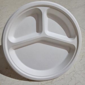 Sugarcane Bagasse Compartment Round Plates