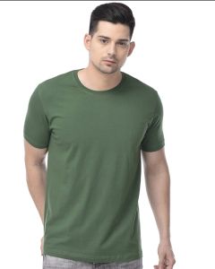 Round Plain Mens Cotton Tshirt, Color : Green