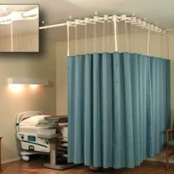 Plain Hospital Curtains, Color : Blue, Length : 8 Feet