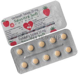 Snovitra Soft 20mg Vardenafil Tablets, Packaging Type : Box/strip