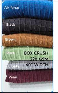 Box Crush Polyester Lycra ( GSM 220 T Shirt Fabric)