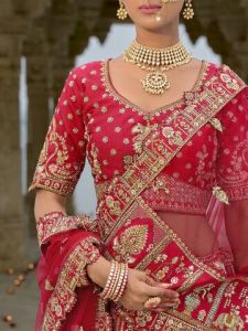 Ranas Red Raw Silk Bridal Wedding Lehenga
