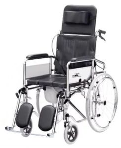 Reclining Wheelchair with Commode for Mobility Aid