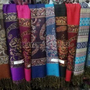 Pashmina-style Wool Blend Jacquard Woven Pashmina Shawl