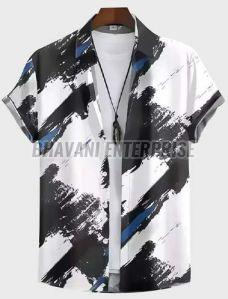 Mens Casual Half Sleeve Abstract Printed Hawaiian Shirt